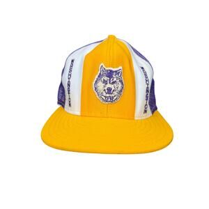 Washington Huskies AJD Lucky Stripes‎ NCAA Snapback Trucket Hat Vintage 70s 80s
